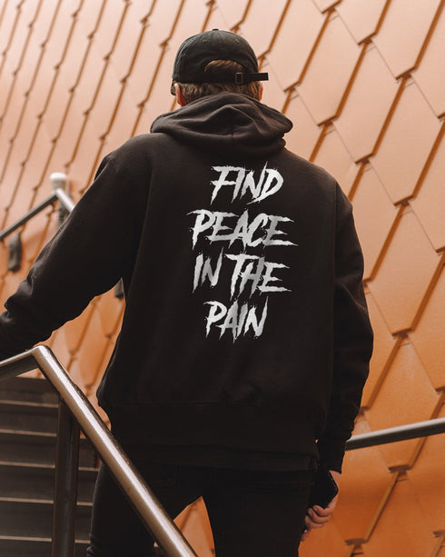 Men's Find Peace In The Rain Printed Gym Hoodie